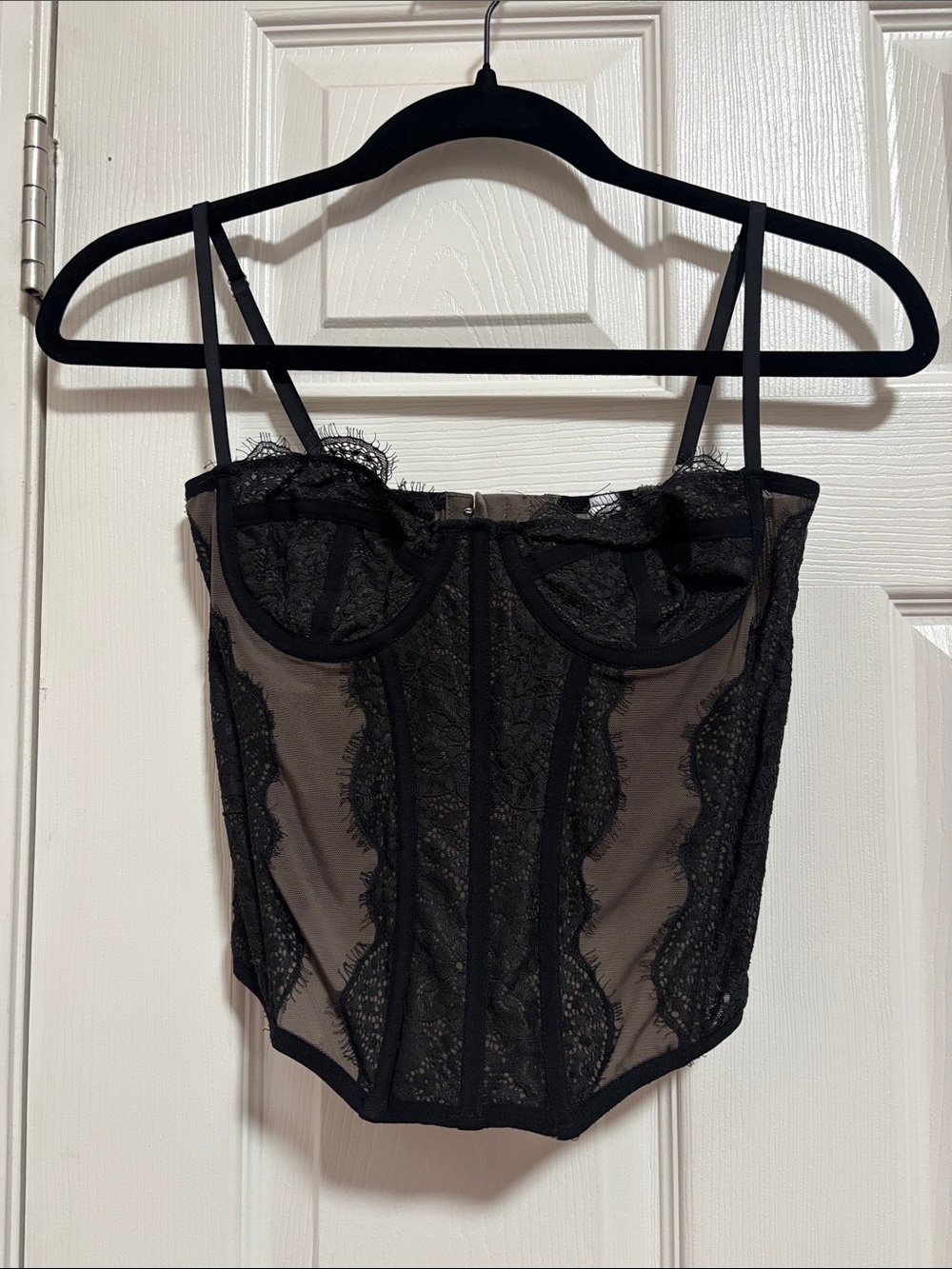 Urban Outfitters Black Lace Mesh Bustier Crop Top